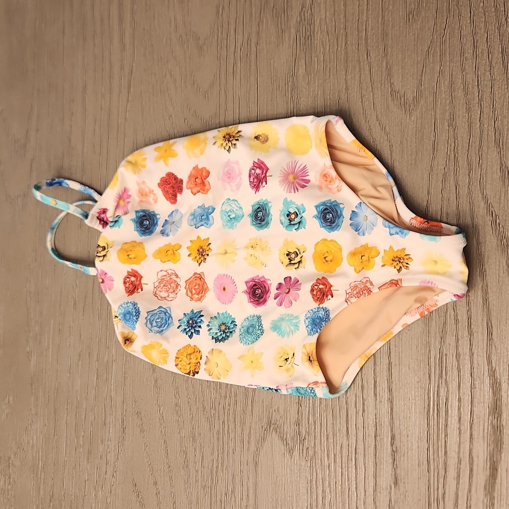 Crewcuts girls one piece floral pattern swimsuit